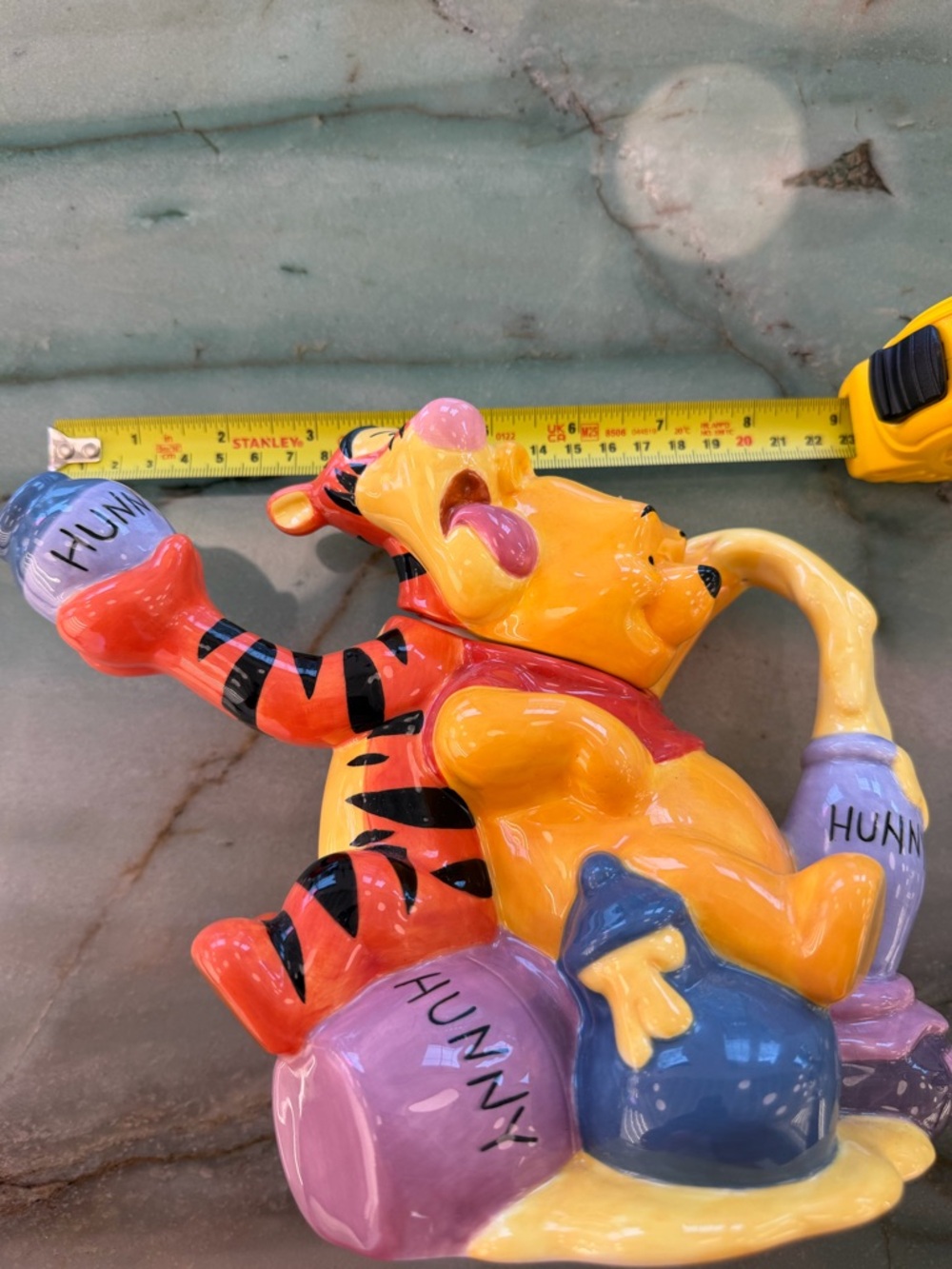 Rare Winnie the Pooh & Tigger Ceramic Honey teapot  - Yellow/Orange - Picture 8 of 8